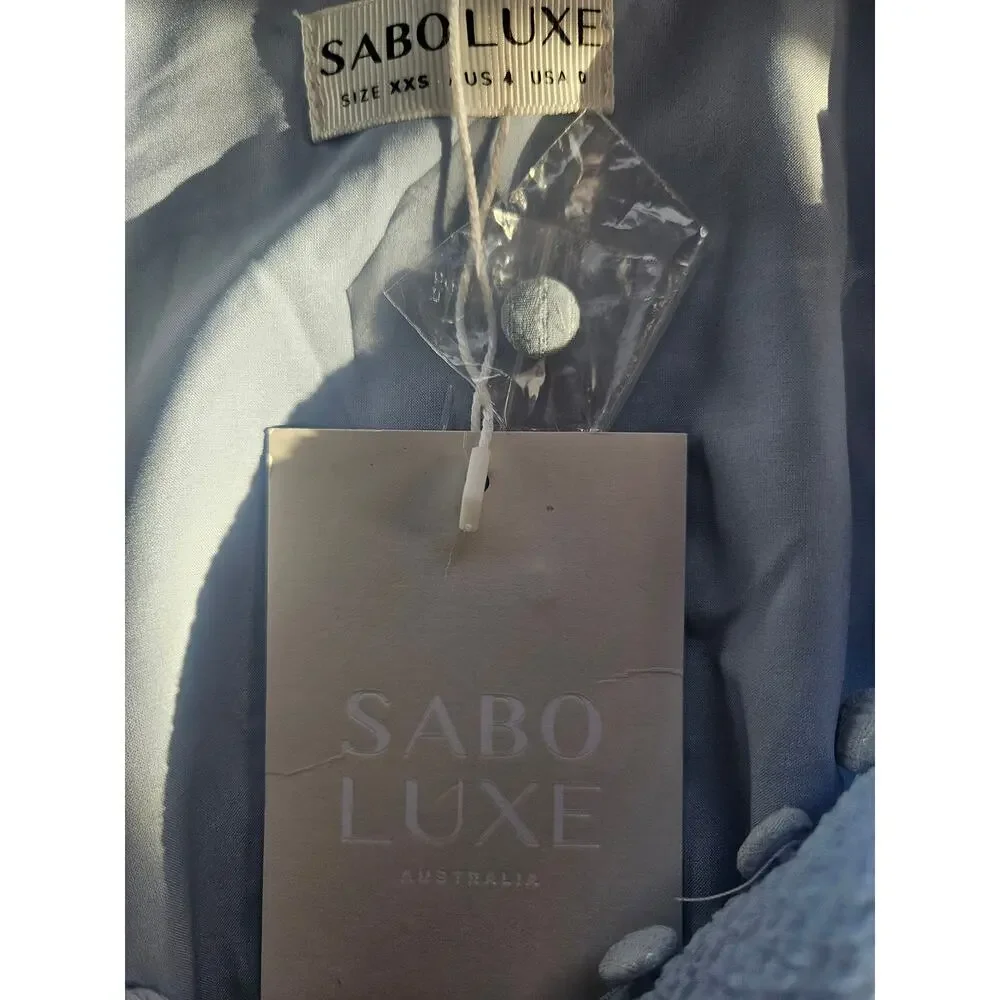 Saboluxe Light Blue Aioki Corset Dress U.S Size 0 Babydoll Lined NWT - Picture 9 of 11